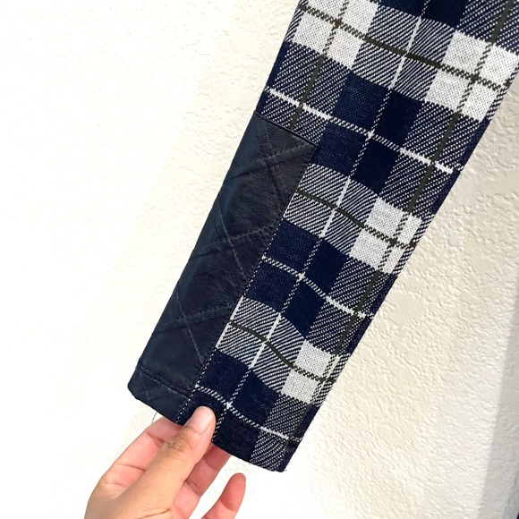 NWT Tyler Boe Plaid Full Sleeve Faux Leather Trim Tunic XS - Picture 8 of 12